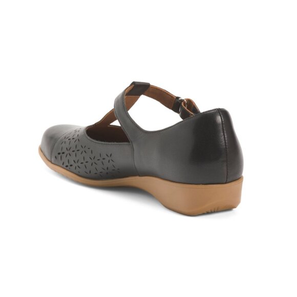 COBB HILL ROCKPORT Black Leather Rowen Comfort T-strap Shoes - Picture 2 of 2